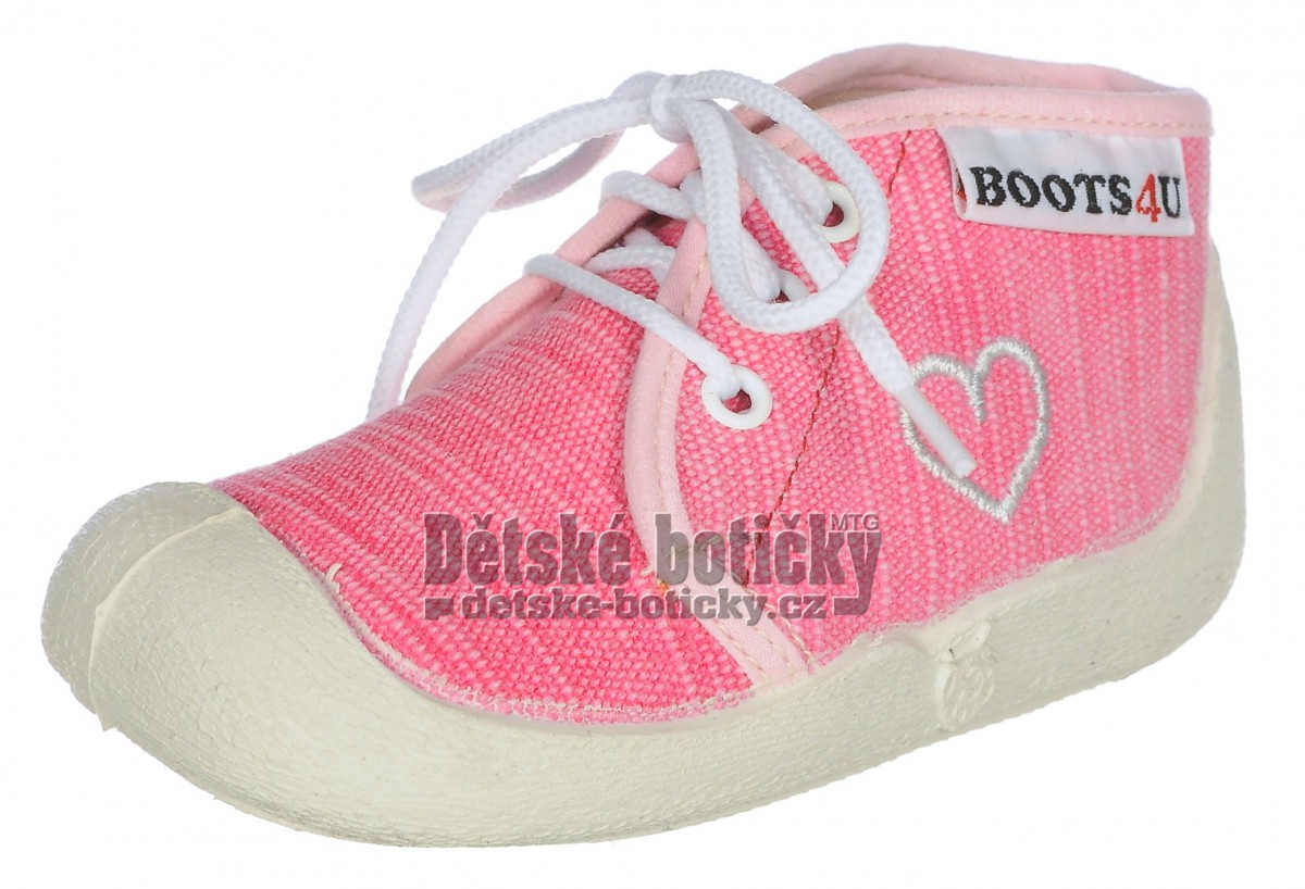 Boots4U T015A pink textil srdce