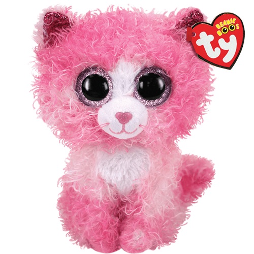 Ty Beanie Boos REAGAN - růžová kudrnatá kočka, 15 cm