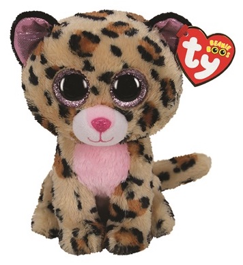 Ty Beanie Boos LIVVIE - hnědo-růžový leopard, 15 cm